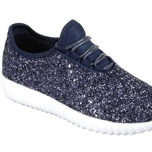 navy blue sequin sneakers